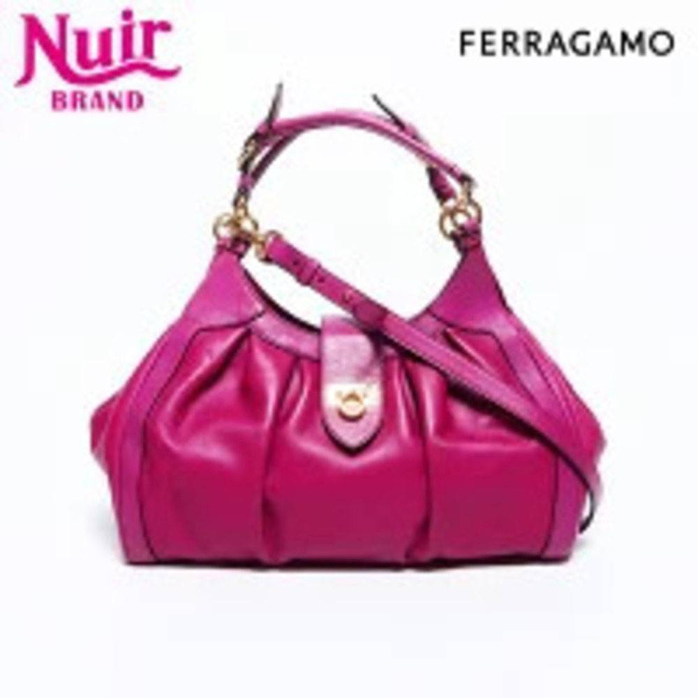 Salvatore Ferragamo Gancini Leather Shoulder Bag Pink